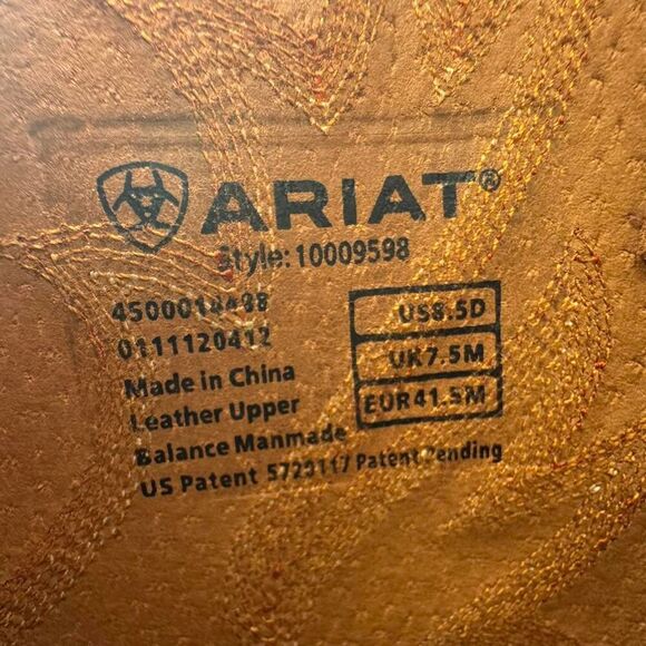 Ariat Men’s Cowboy Boots Size 8.5D Distressed Tan Leather Western Square Toe - Picture 5 of 6